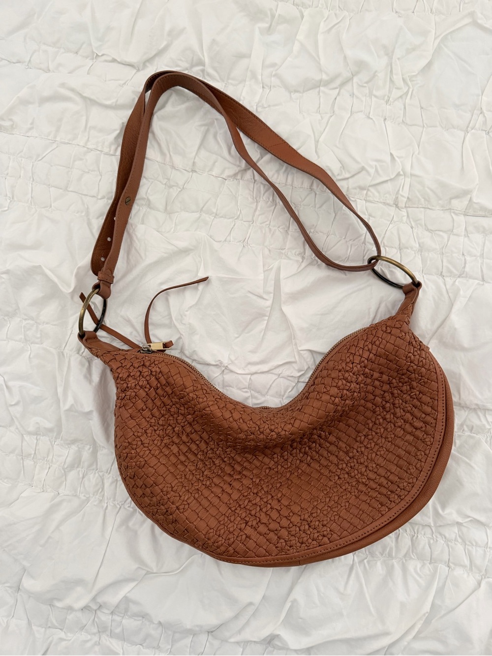 Anthropologie Woven Crescent Hobo Handbag Bag in Brown